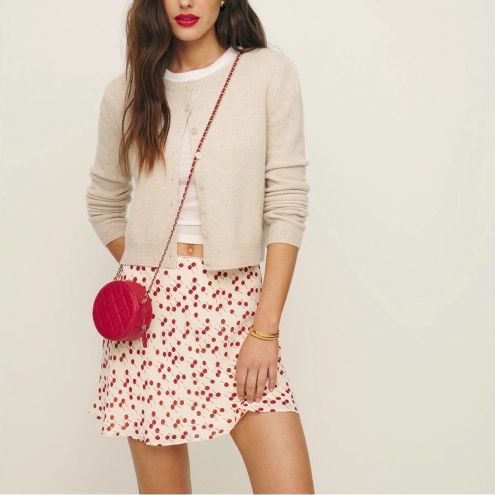 NWT Reformation Women’s Brandy Skirt Cherry Pudding Print Size Medium Petite